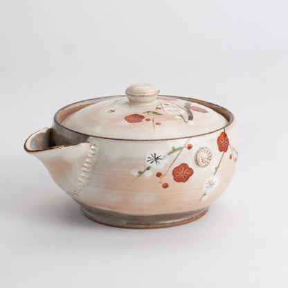 宝瓶急須　梅にウグイス　俊山窯 - Handcrafted Japanese pottery from Kyoto - Kyo ware / Kiyomizu ware.