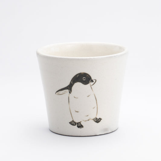 蕎麦猪口　アデリーペンギン　澤田卓伸 - Handcrafted Japanese pottery from Kyoto - Kyo ware / Kiyomizu ware.