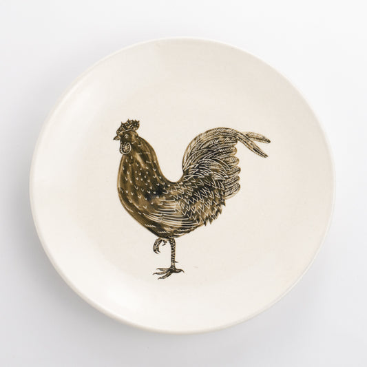 6.5寸皿　ニワトリ　澤田卓伸 - Handcrafted Japanese pottery from Kyoto - Kyo ware / Kiyomizu ware.