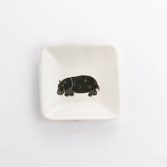 角小皿　カバ　澤田卓伸 - Handcrafted Japanese pottery from Kyoto - Kyo ware / Kiyomizu ware.