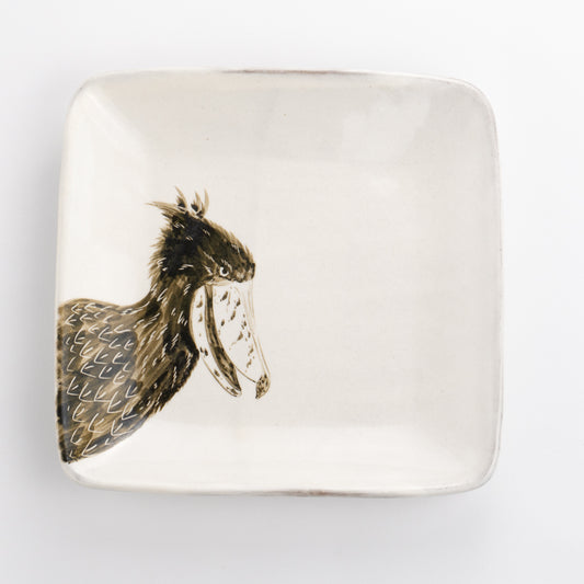 正角皿　ハシビロコウB　澤田卓伸 - Handcrafted Japanese pottery from Kyoto - Kyo ware / Kiyomizu ware.