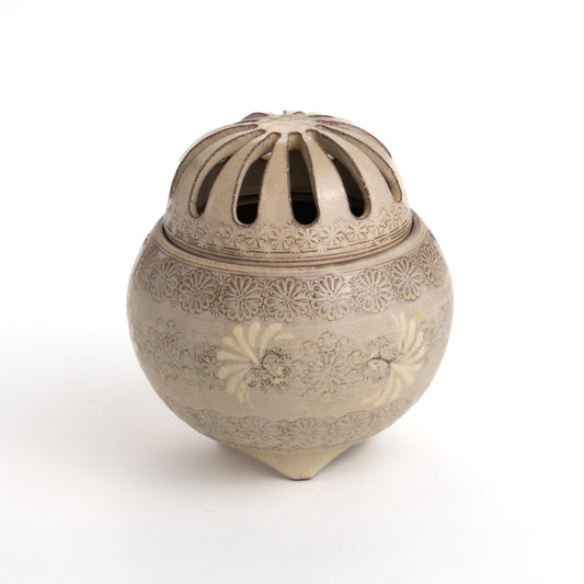 香炉　紫三島　陶楽 - Handcrafted Japanese pottery from Kyoto - Kyo ware / Kiyomizu ware.