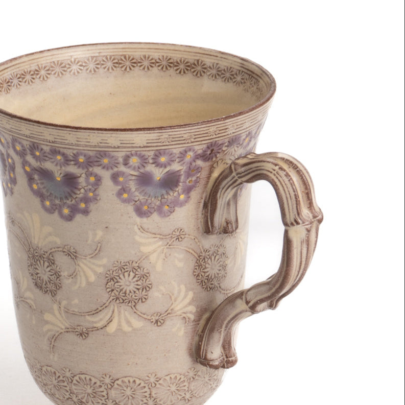 マグカップ　紫彩華紋2D　陶楽窯 - Handcrafted Japanese pottery from Kyoto - Kyo ware / Kiyomizu ware.