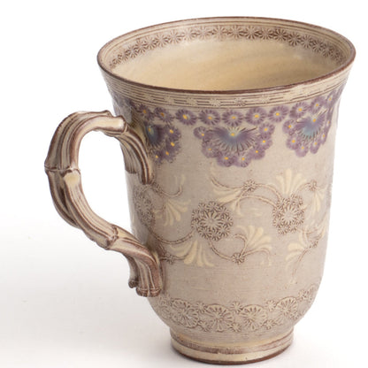 マグカップ　紫彩華紋2D　陶楽窯 - Handcrafted Japanese pottery from Kyoto - Kyo ware / Kiyomizu ware.