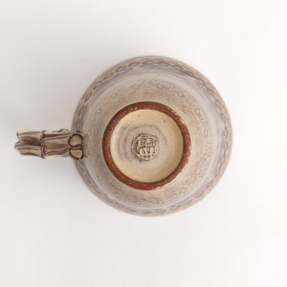 マグカップ　紫彩華紋2D　陶楽窯 - Handcrafted Japanese pottery from Kyoto - Kyo ware / Kiyomizu ware.