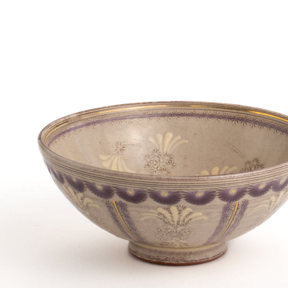 茶碗　紫彩華紋2C　陶楽窯 - Handcrafted Japanese pottery from Kyoto - Kyo ware / Kiyomizu ware.