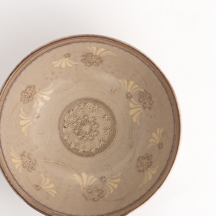 茶碗　紫彩華紋2C　陶楽窯 - Handcrafted Japanese pottery from Kyoto - Kyo ware / Kiyomizu ware.