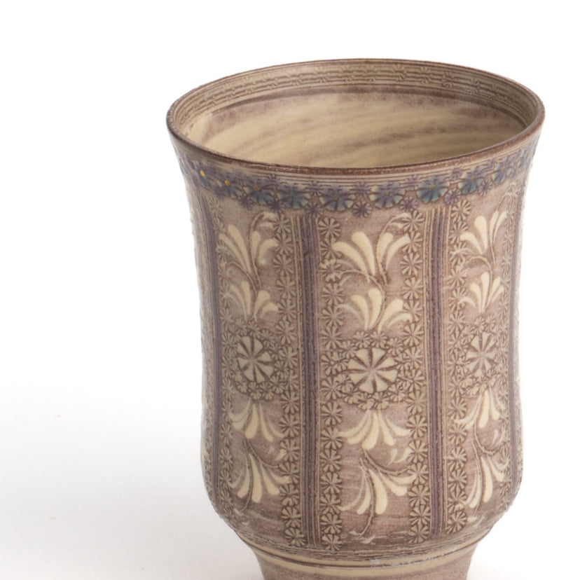 湯呑　紫彩華紋2H　陶楽窯 - Handcrafted Japanese pottery from Kyoto - Kyo ware / Kiyomizu ware.